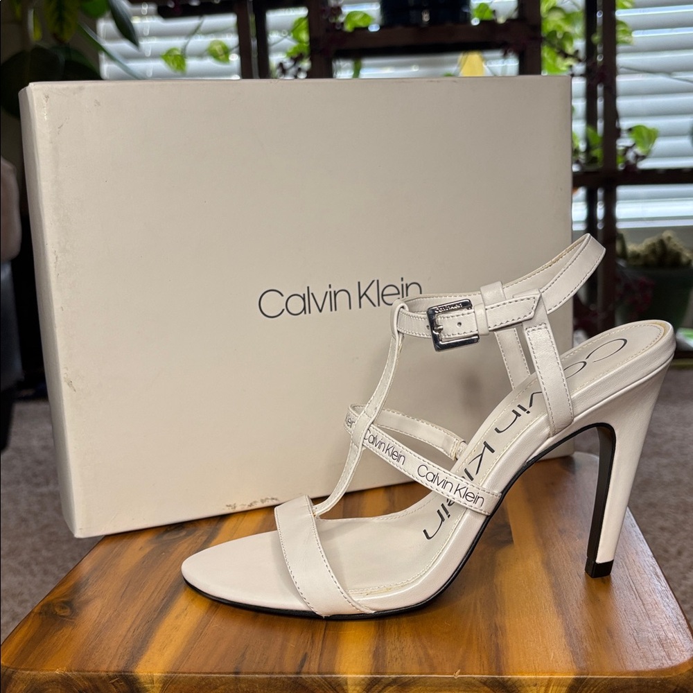 🤍 Calvin Klein White Strappy Heels 🤍